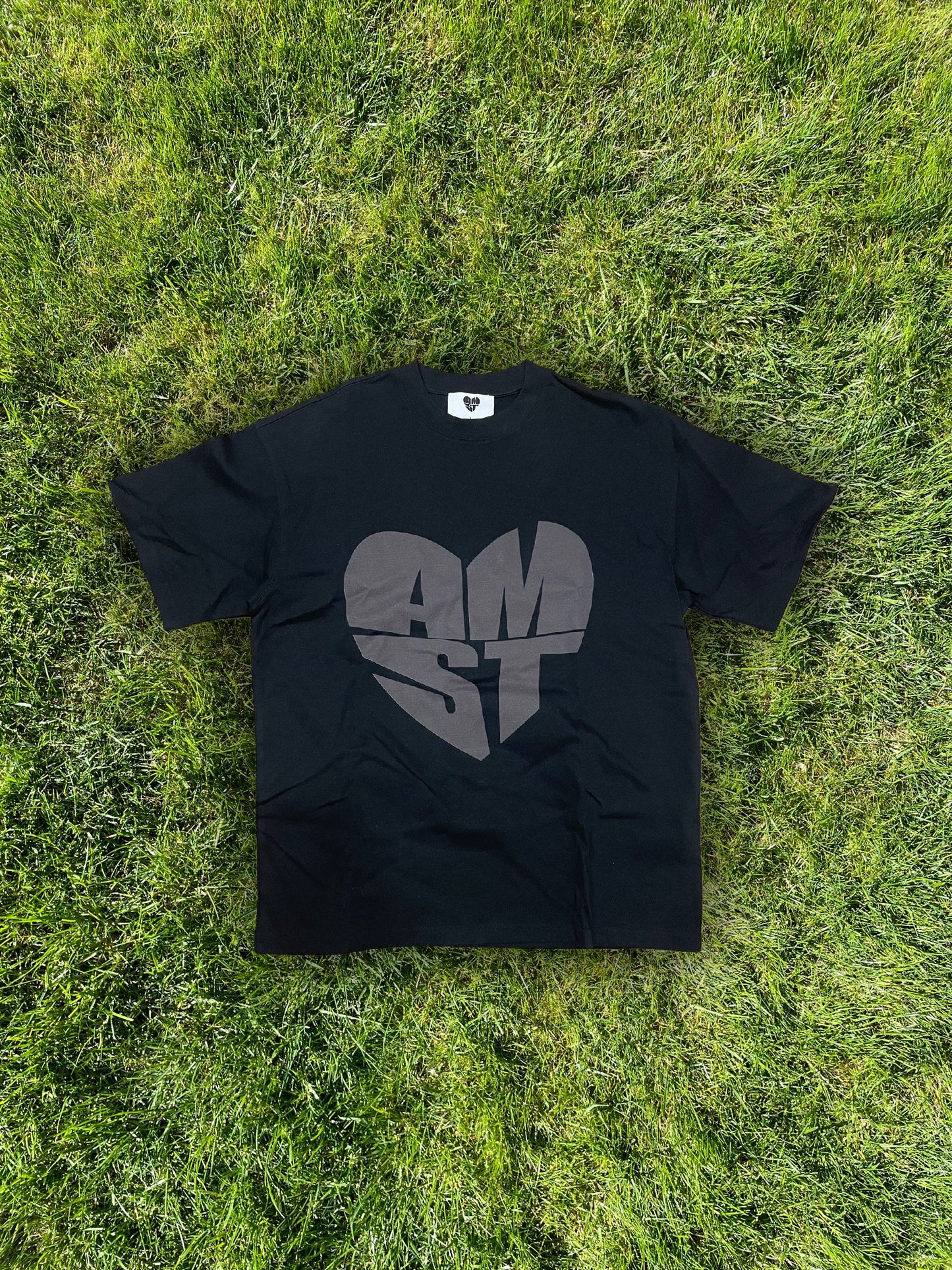 HEAVY "HEART LOGO" OVERSIZED T-SHIRT GREY (275gsm)