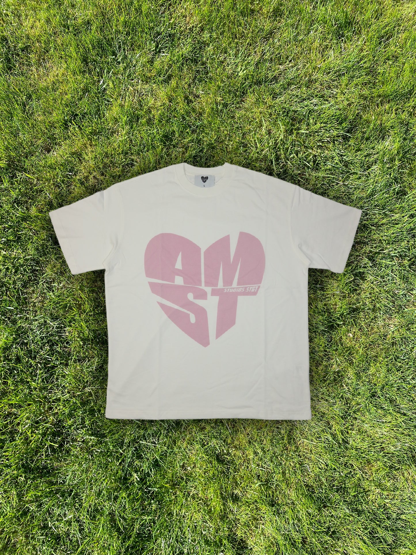 HEAVY "HEART LOGO PINK" OVERSIZED T-SHIRT (275gsm)
