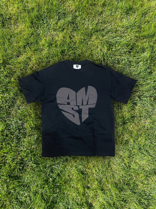 HEAVY "HEART LOGO" OVERSIZED T-SHIRT GREY (275gsm)