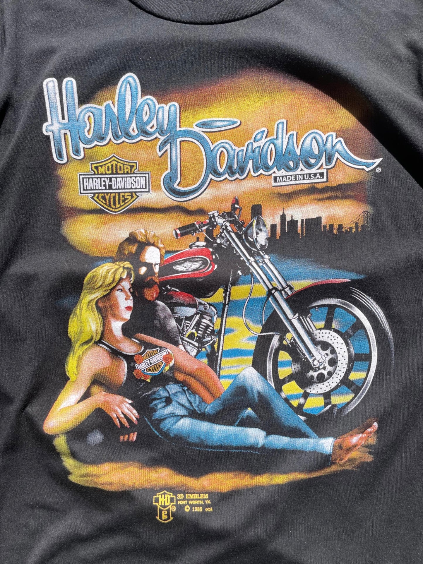 XL-Vintage 1989 HarleyDavidson 3D-Emblem T-Shirt