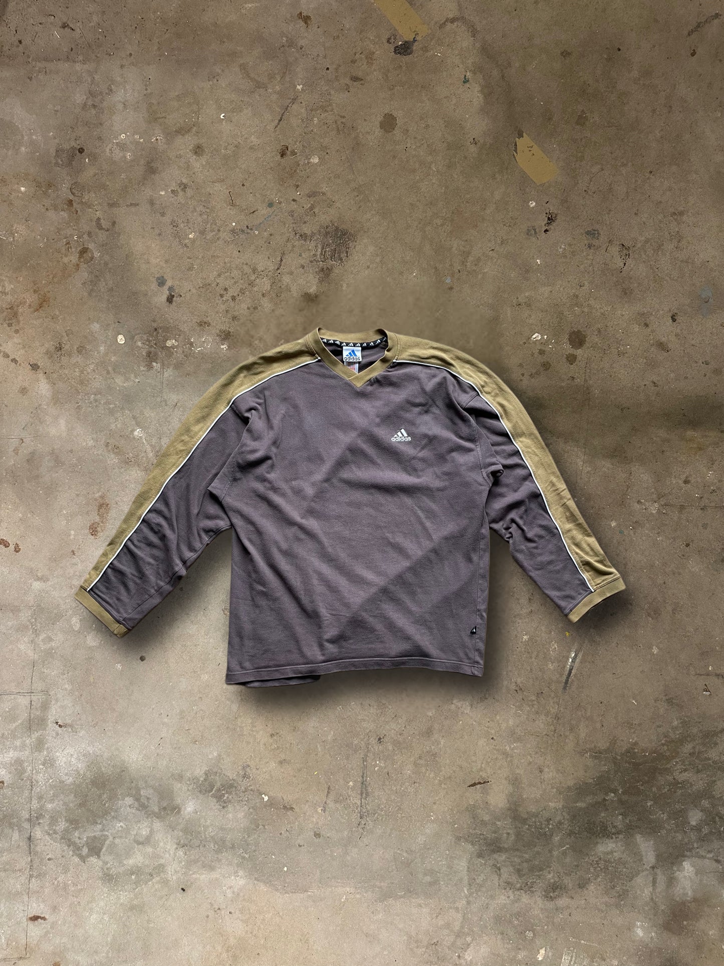 Vintage Adidas Longsleeve Brown Faded Vintage 1990er -XL