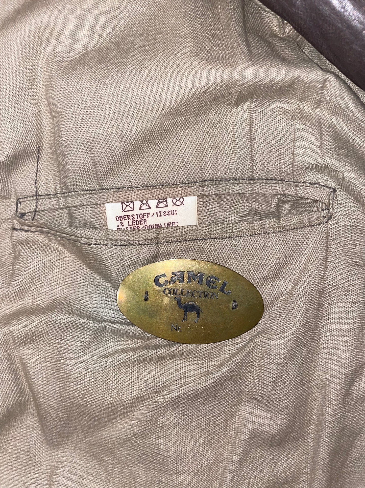 Camel Lederjacker Biker Stil-1980er Vintage-XL