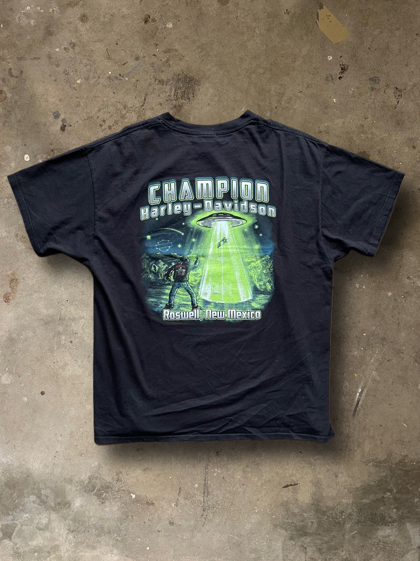 Harley-Davidson T-Shirt – UFO Backprint 2000er Vintage -XL