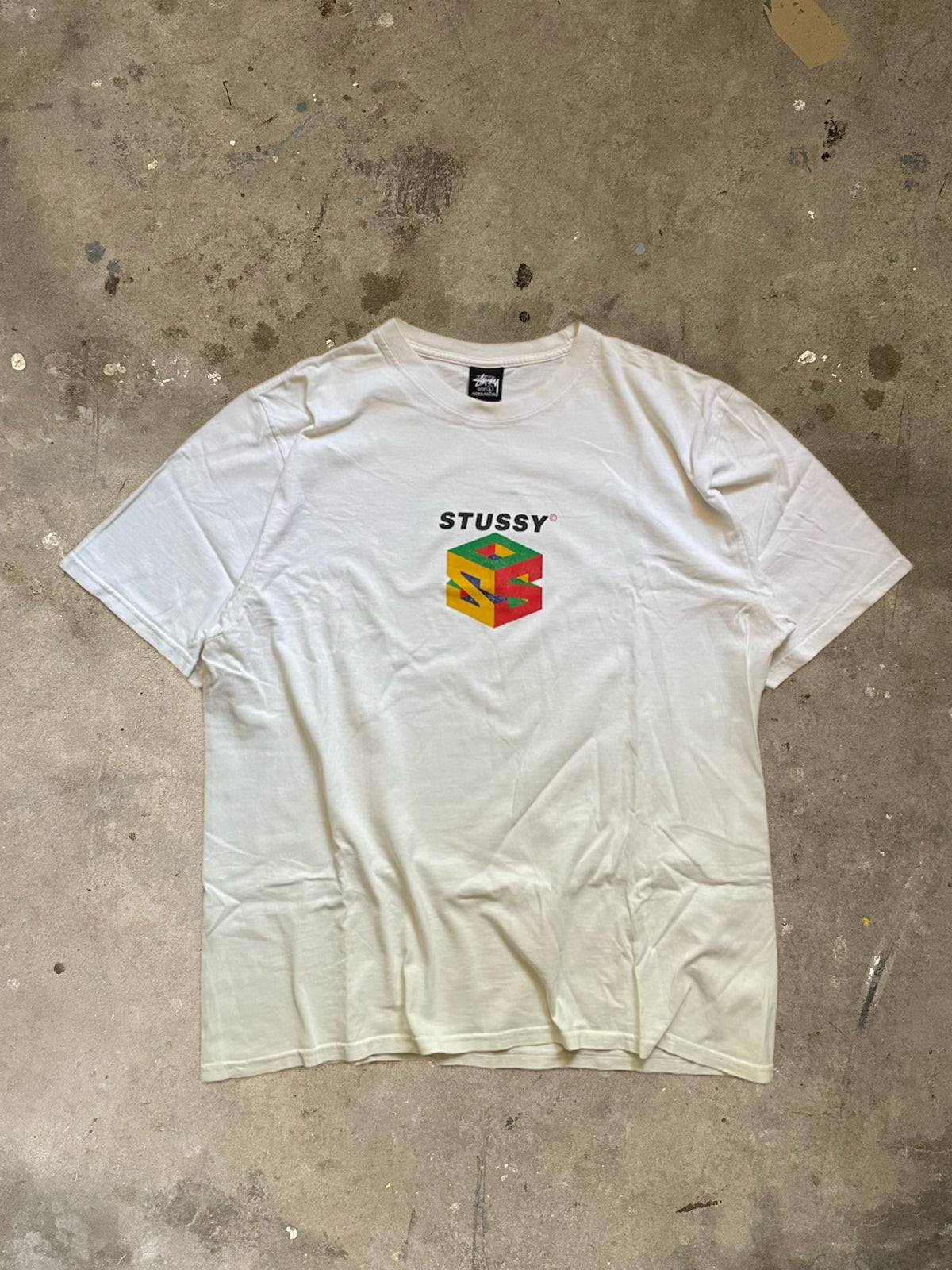 Stüssy Cube-Logo T-Shirt-2000er Vintage-XL