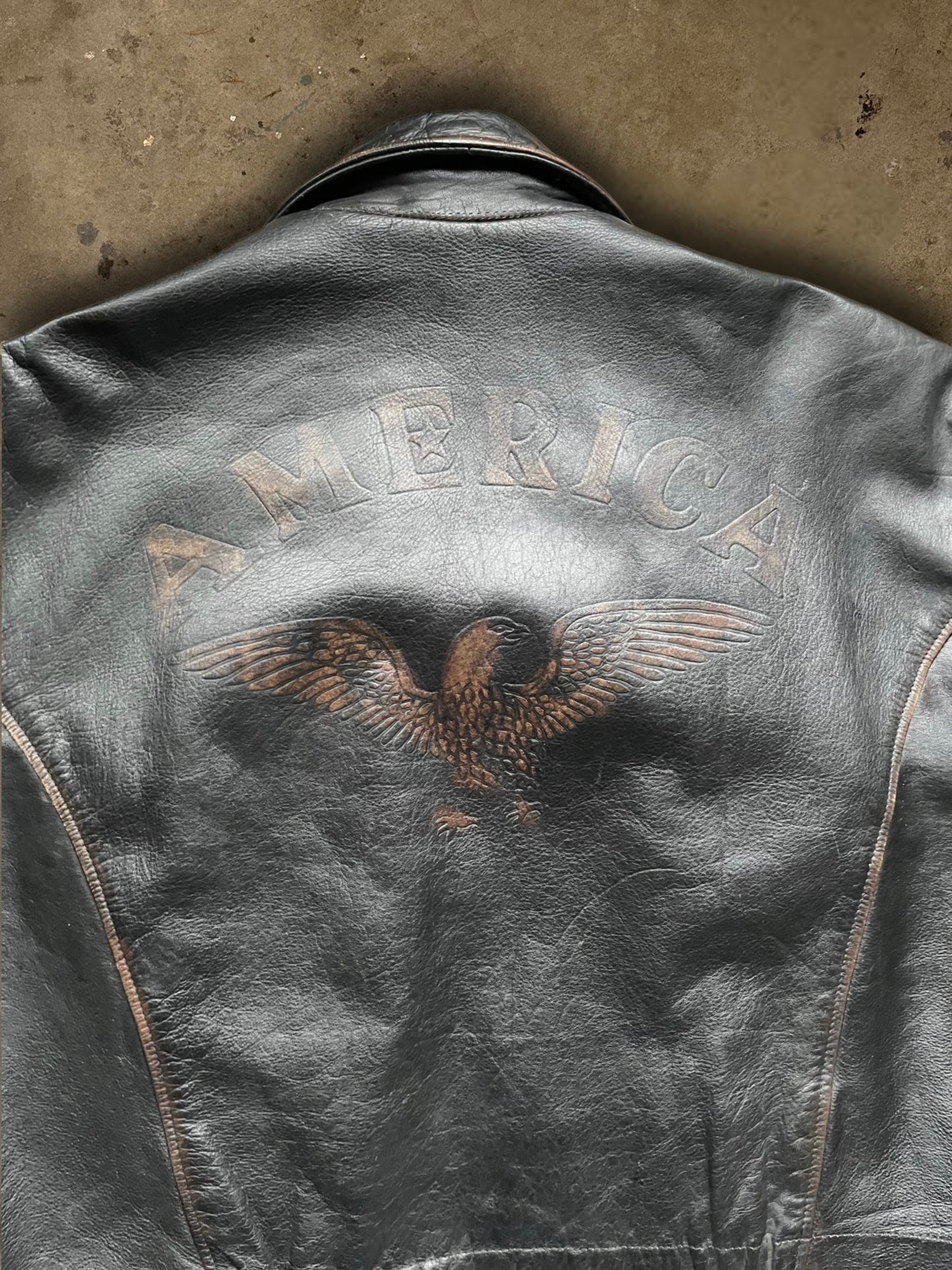 XL-Vintage Bikerjacke Adler 80er