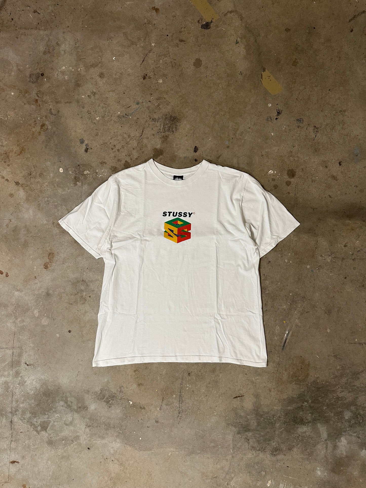 Stüssy Cube-Logo T-Shirt-2000er Vintage-XL